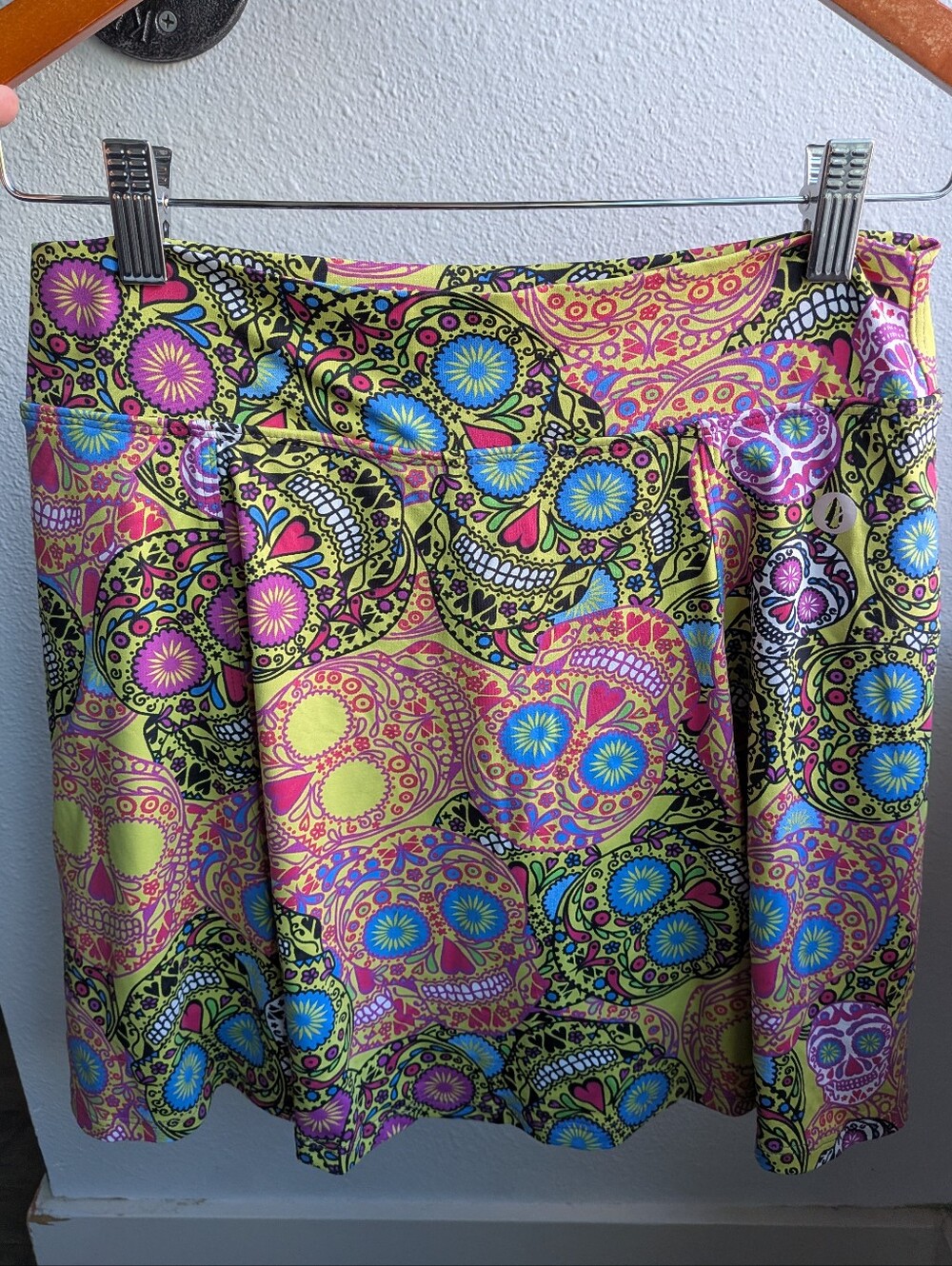 Dona Jo Esqueleto Sugar Skull Skort Size 1.5 M Athletic Tennis Pickleball Pocket